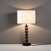 27.5" Coastal Wood-Look Table Lamp – Dark Cherry Finish + White Linen Drum Shade - 3 of 4