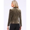 INSPIRE CHIC Women's Notched Lapel Long Sleeve Office Button Velvet Suit Blazer - 4 of 4