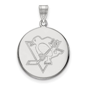 Black Bow Jewelry 10k White Gold Pittsburgh Penguins NHL Large Pendant - 1 of 3