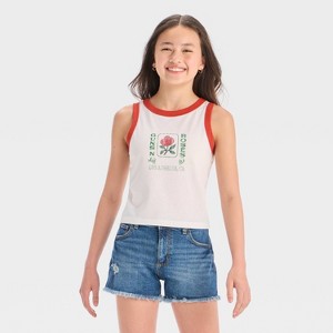 Girls' Guns N' Roses Graphic Tank Top - White - 1 of 4