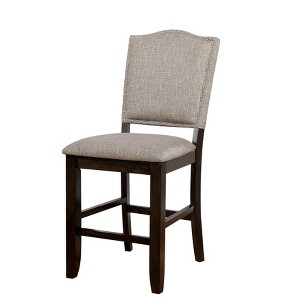 Set of 2 Rostock Contemporary Upholstered Counter Height Dining Chair Dark Walnut - Sun & Pine, Brown