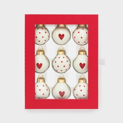 Red and White Mini 40mm Glass Ornaments 9ct - Sugar Paper™