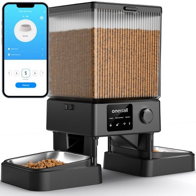Oneisall PFD-002 PRO 5G WiFi Automatic Cat Feeder, 5L Automated Food Dispenser w/ App Control for 2 Cats