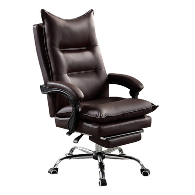 TiramisuBest Contemporary Office Chair Upholstered 1pc Comfort Adjustable Chair Relax Office Chair Work Brown Leatherette Padded Armrests, M
