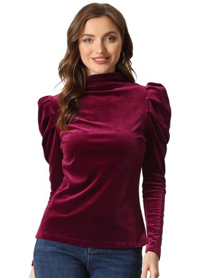 Lucky Brand Women's Long Sleeve Velvet Yoke Top, Burgundy, Small :  : Clothing, Shoes & Accessories