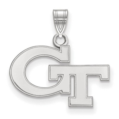 Black Bow Jewelry 14k White Gold Georgia Tech Yellow Jackets NCAA Small Pendant