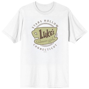 Gilmore Girls Luke's Diner Stars Hollow Connecticut on White Short Sleeve Adult T-Shirt - 1 of 3