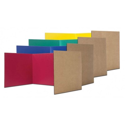 Assorted Color Foldable Tri-Fold Privacy Carrels, 12" x 48"