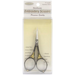 Sullivans Heirloom Embroidery Scissors 4"-Gunmetal & Gold Round Handle - 1 of 2