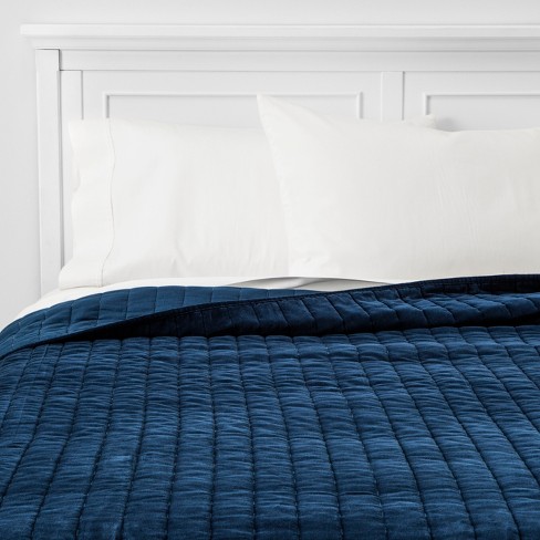 navy blue quilted bedspread