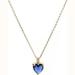 Birthstone Heart Necklace for Women, 14K Gold Plated with Cubic Zirconia Accents - 1 of 4
