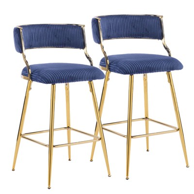 Karl Home Cream Thick Padded Cushion Metal Legs Modern Bar Stool