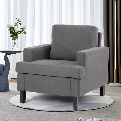 DOMETOUR Linen Fabric Single Armchair, Modern Upholstered Sofa Chair for Living Room Bedroom