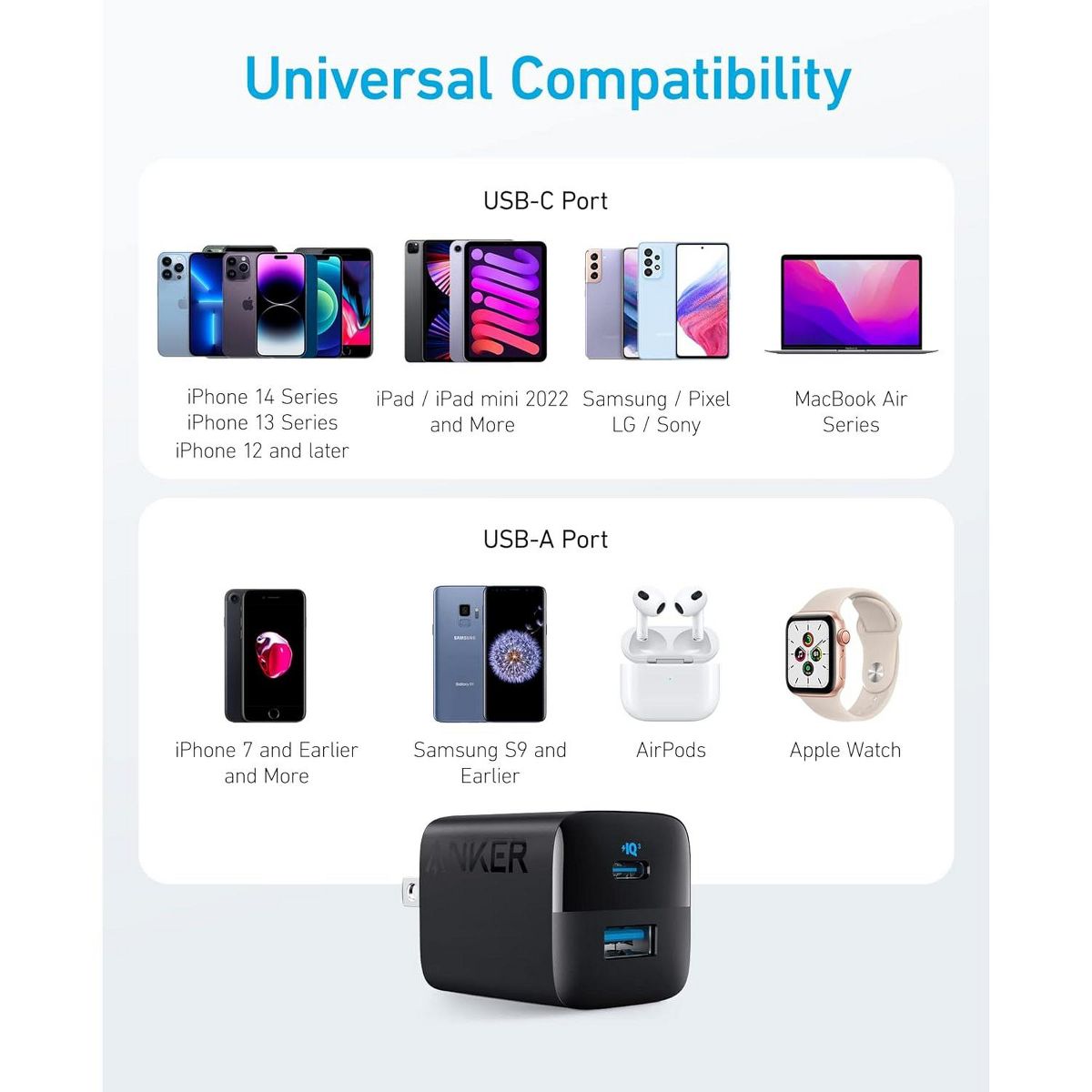 Anker USB Charger Block, 33W 2 Port Compact Type C Charger with Foldable Plug for iPhone 17/16 Series, Galaxy, and More - thumbnail 6