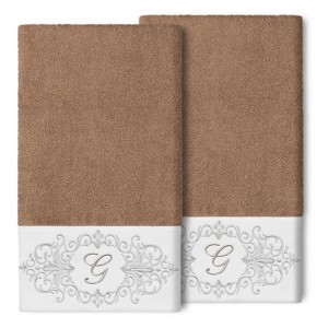 Linum Home Textiles 100% Turkish Cotton MONICA 2PC Embellished Bath Towel Set - 1 of 1