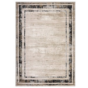 Washable Modern Bordered Rug Non Slip Low Pile Rug Soft Throw Floor Cover Foldable Indoor Carpet for Living Room Bedroom Playroom Nursery - 1 of 4