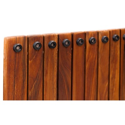 Nordic Teak 59" x 35" Oiled Shower and Bath Mat with Rubber Footing