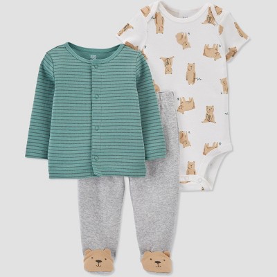 Image of Baby Boys' 3pc Bear Top and Bottom Set - Just One You® made by carter's Green/Gray 3M