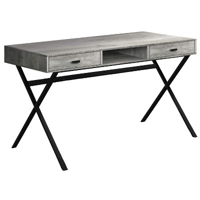 Monarch Specialties Computer Desk Home Office Laptop Storage Drawers 48InchL Work Metal Laminate Grey Black Contemporary Modern