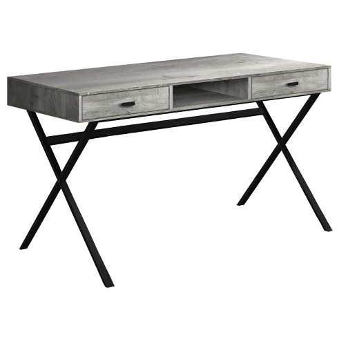 Monarch Specialties Computer Desk Home Office Laptop Storage Drawers 48InchL Work Metal Laminate Grey Black Contemporary Modern - image 1 of 4