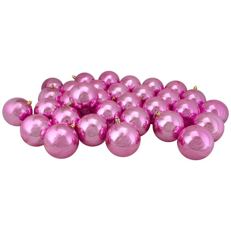 Northlight 32ct Shatterproof Shiny Christmas Ball Ornament Set 3.25" - Pink, 1 of 4