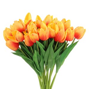 Unique Bargains PU Real Touch Artificial Flowers with Stems 24 Pcs - 1 of 4
