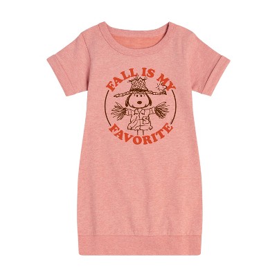 - Peanuts - Fall Is My Favorite Graphic Short Sleeve Fleece Dress