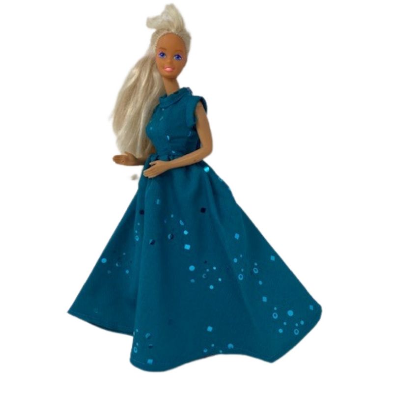Doll Clothes Superstore Blue Sequin Gown Fits 11 1/2 Inch Fashion Dolls Like Barbie, 5 of 6