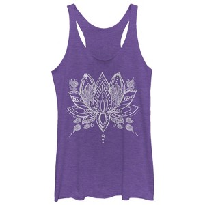 Women's CHIN UP Henna Lotus Flower Racerback Tank Top - 1 of 3