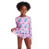 Andy & Evan  Toddler  Floral Print Rib Long Sleeve Rash Guard Set - 3 of 4