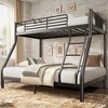 CSBDHome Twin Over Full Metal Bunk Bed Frame with Ladder and Guardrails - Black - 2 of 4