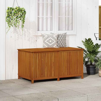 vidaXL Storage Box Solid Acacia wood, Polyethylene 59.1 x 31.5 x 29.5 in