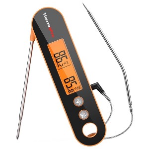 ThermoPro TP610W Waterproof Dual Probe Meat Thermometer with Alarm Programmable and Rechargeable Instant Read Food Thermometer W/ Rotating LCD Screen - 1 of 4