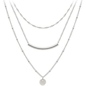 HTUTWOO Dainty Layered Tube Choker Necklaces Stackable, Adjustable Layering Chain Twisted Chain Necklace With Glossy Sequin Accent For Women - 1 of 4