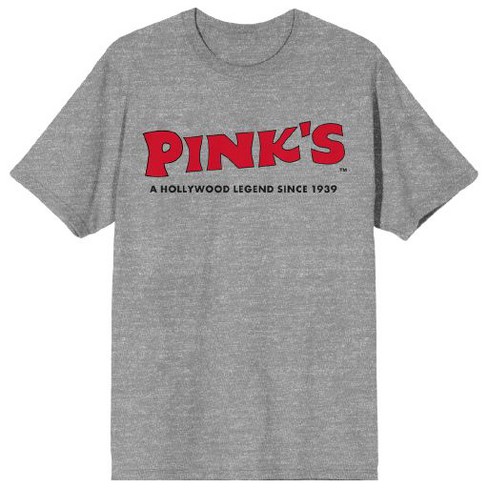 Pink's Hot Dogs Classic Logo Men's Heather Gray Graphic Tee - image 1 of 1