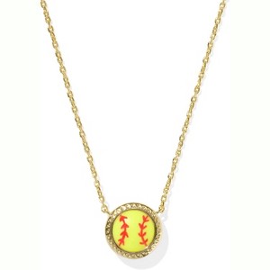 Softball Pendant Necklace Chartreuse Magnesite Stone Jewelry for Women GOLD-PLATED-One Size - 1 of 4
