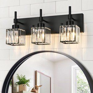 LLHZSY Modern Dimmable Crystal Bathroom Light Fixtures Over Mirror Glam Vanity Lights - 3/4/5 Light - Black+Gold/Chrome/Black/Gold - 1 of 4