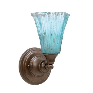 Toltec Lighting Any 1 - Light Sconce in  Bronze with 5.5" Fluted Teal Crystal  Shade - 1 of 1