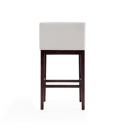 Figeac Mid-Century Beech Wood Barstool in Dark Walnut and Ivory