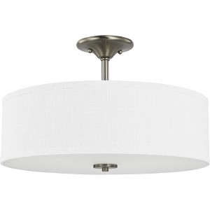 Progress Lighting Inspire Collection 3-Light Semi-Flush Mount, Brushed Nickel, Summer Linen Shade - 1 of 4