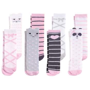 Hudson Baby Infant Girl Cotton Rich Knee-High Socks, Pink Panda