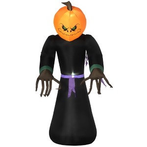 HOMCOM 7ft Tall Inflatable Halloween Pumpkin Reaper Light Up Yard Decoration with  LED Lights and Fan - 1 of 4