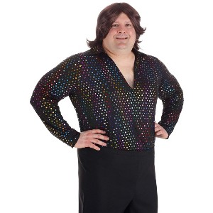 HalloweenCostumes.com 2X  Men  Men's Plus Size Dazzling Disco Shirt | Adult Disco Costumes, Black - 1 of 2