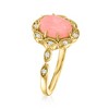 Ross-Simons Pink Coral Ring With 0.10 ct. t.w. White Zircons in 18kt Gold Over Sterling - 3 of 4