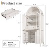 71" Tall Arched Pantry Cabinet with Adjustable Shelves, Glass Door & Hidden Drawer, Display Storage for Living Dining Room-3irtyhousy - 4 of 4