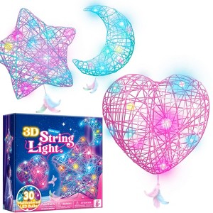 Joyfy 3D String Art Kit for Kids, 3 Pack String Light with 30 Multi-Colored LED Bulbs, DIY Arts & Crafts, Birthday Christmas Gift for Girls Age 8+ - 1 of 4