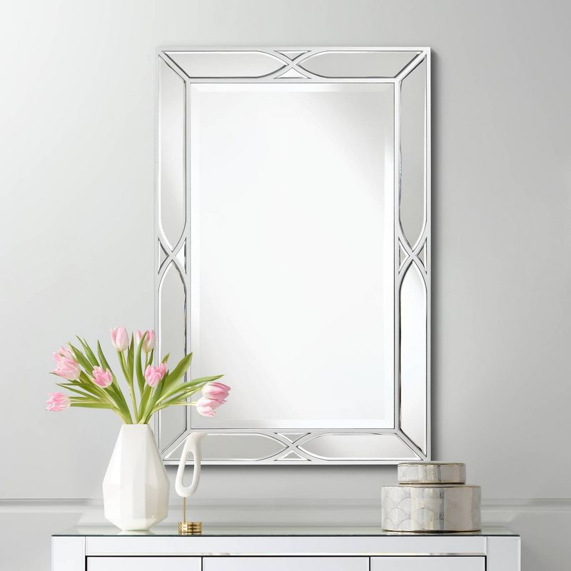 Noble Park Tryon Rectangular Vanity Decorative Wall Mirror Modern Beveled Silver Mirrored Frame 25" Wide Bathroom for Bedroom Living Room House Office, 2 of 8