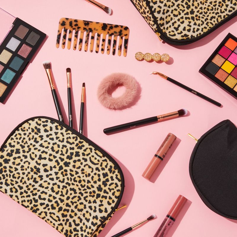 Glamlily 3 Pack Cheetah Print Makeup Bag Set, Cosmetic Travel Bags (3 Sizes), 2 of 10