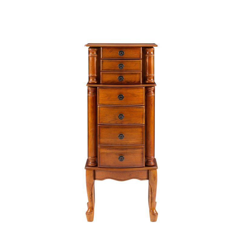 Marie Traditional Wood 7 Lined Drawer Jewelry Armoire Oak - Powell, 4 of 14