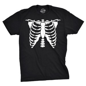 Mens White Skeleton Rib Cage Funny Halloween Disguise T shirt - Crazy Dog Men's T Shirt - 1 of 4